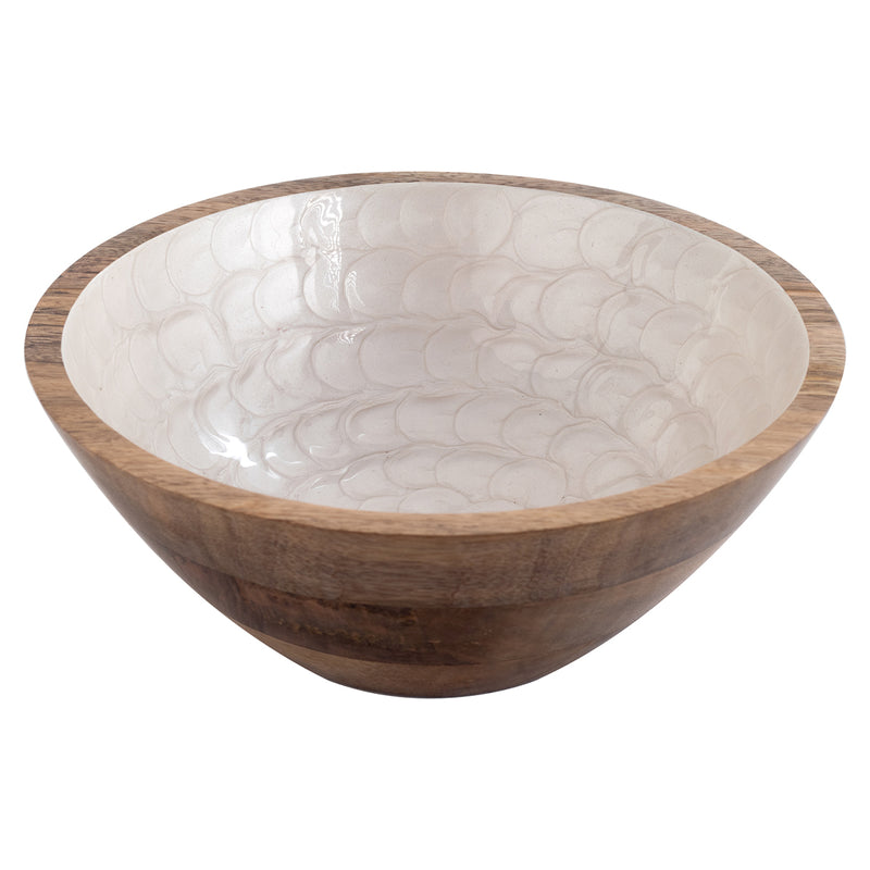 Wooden Bowl White Large