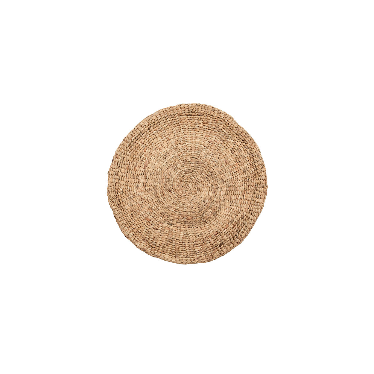 Round woven rug on a white background